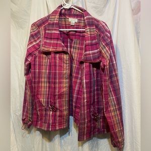 Christopher and banks xl pink plaid zip up jacket